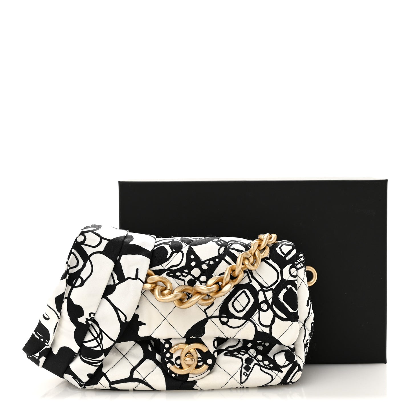 Canvas Printed Deer Coco Mini Single Flap White Black