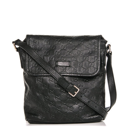 Gucci Guccissima Small Flap Messenger Bag Black 1 of 7