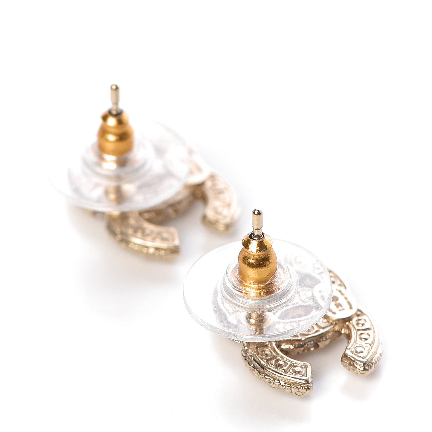 Pearl Crystal CC Earrings Light Gold