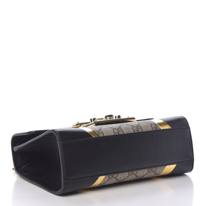 Gucci Calfskin GG Supreme Monogram Small Padlock Shoulder Bag Black Gold 4 of 13