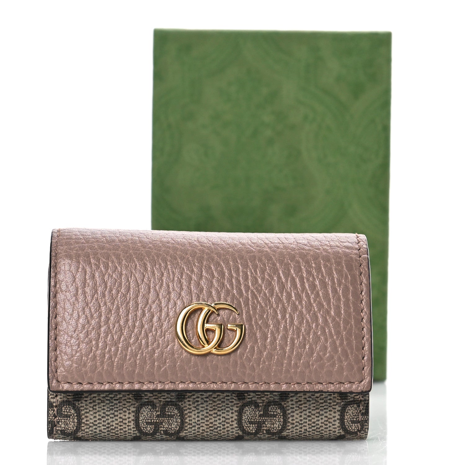 Gucci Dollar Calfskin GG Supreme Monogram GG Marmont 6 Key Holder Case Porcelain Rose Beige Ebony 9 of 9