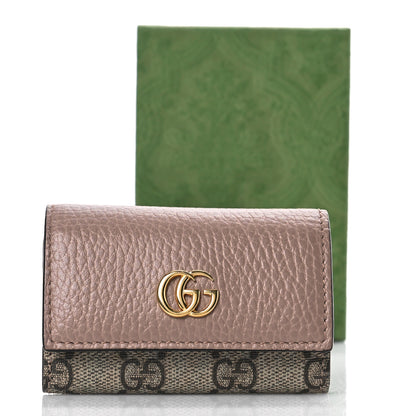 Gucci Dollar Calfskin GG Supreme Monogram GG Marmont 6 Key Holder Case Porcelain Rose Beige Ebony 9 of 9