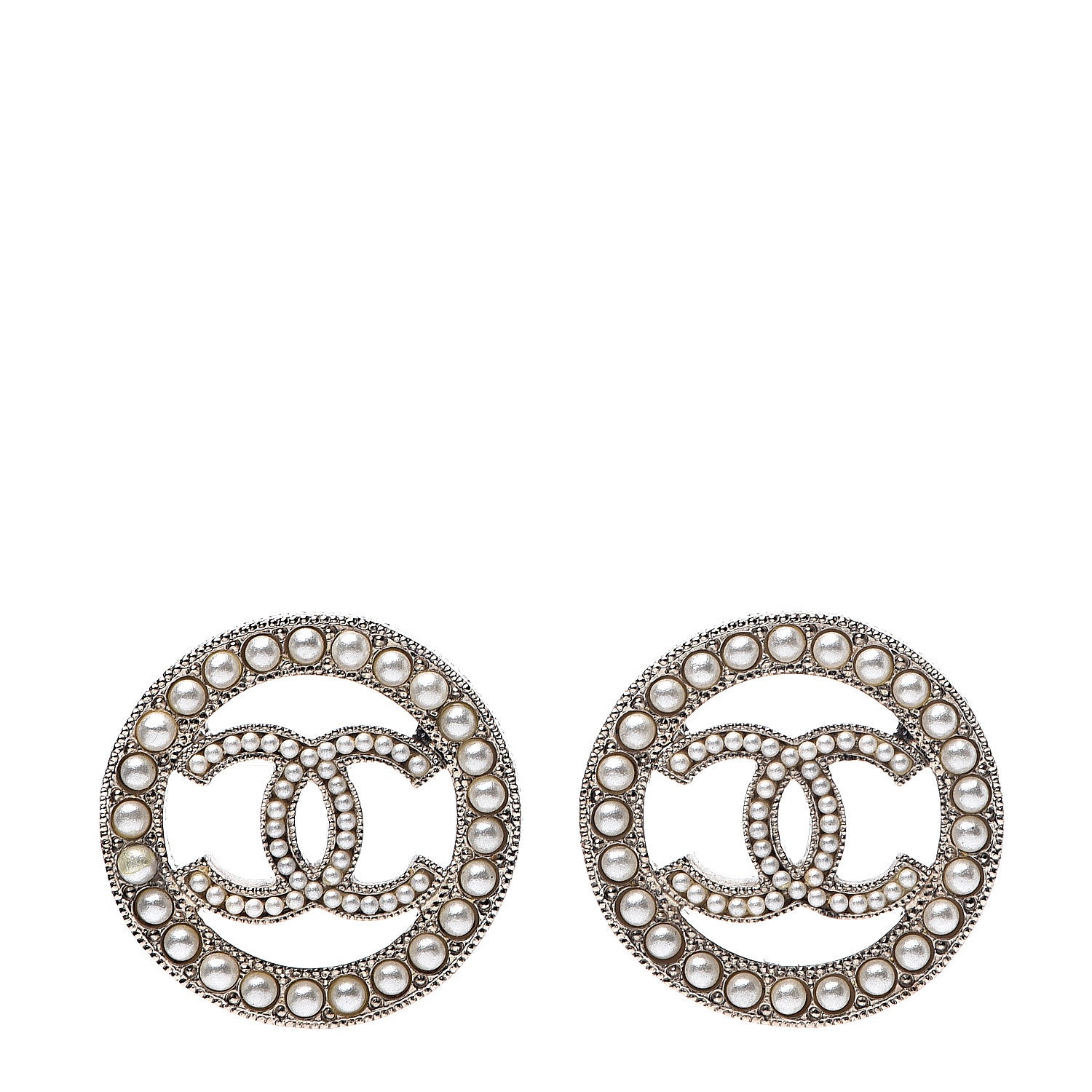Chanel Pearl CC Round Earrings Gold 1 of 6