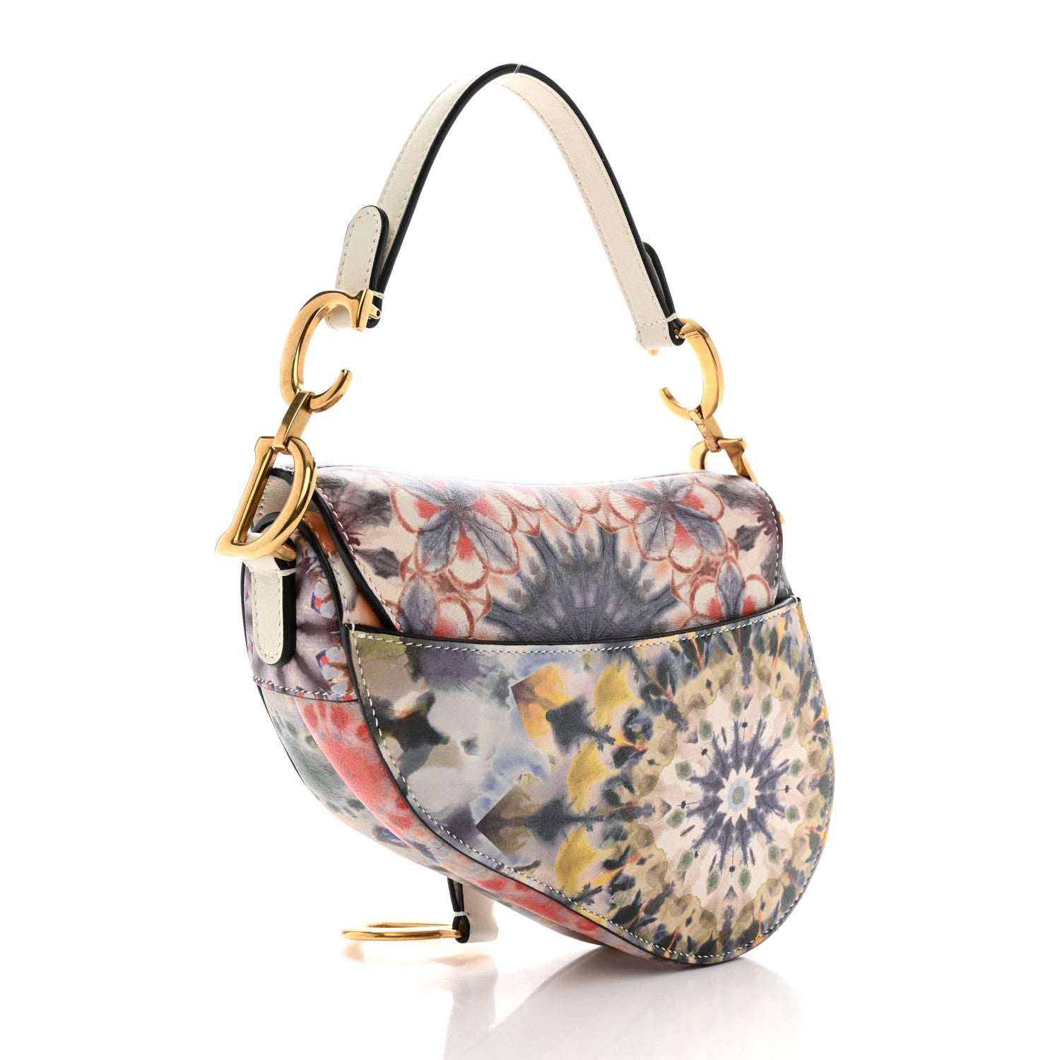 Christian Dior Calfskin Printed KaleiDiorscopic Mini Saddle Bag Latte Multicolor 3 of 11