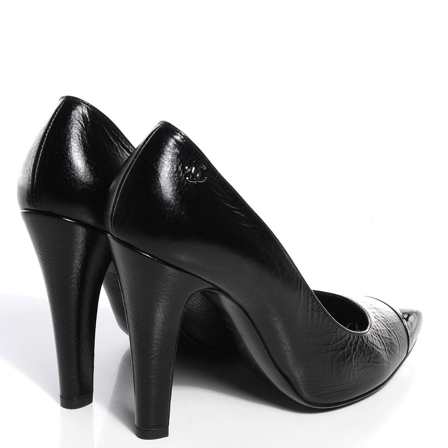 Chanel Patent Cap Toe Pumps Black 38.5 4 of 8