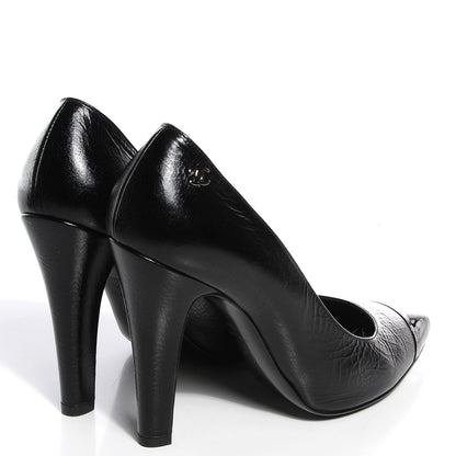 Chanel Patent Cap Toe Pumps Black 38.5 4 of 8