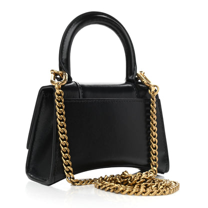 Balenciaga Shiny Box Calfskin Hourglass Top Handle Bag Mini with Chain Black 2 of 10