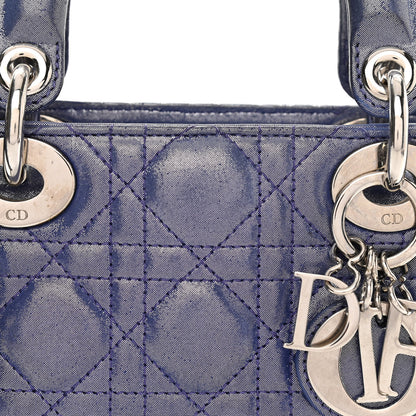 Christian Dior Metallic Lambskin Cannage Mini Lady Dior Dew Bleu 7 of 11