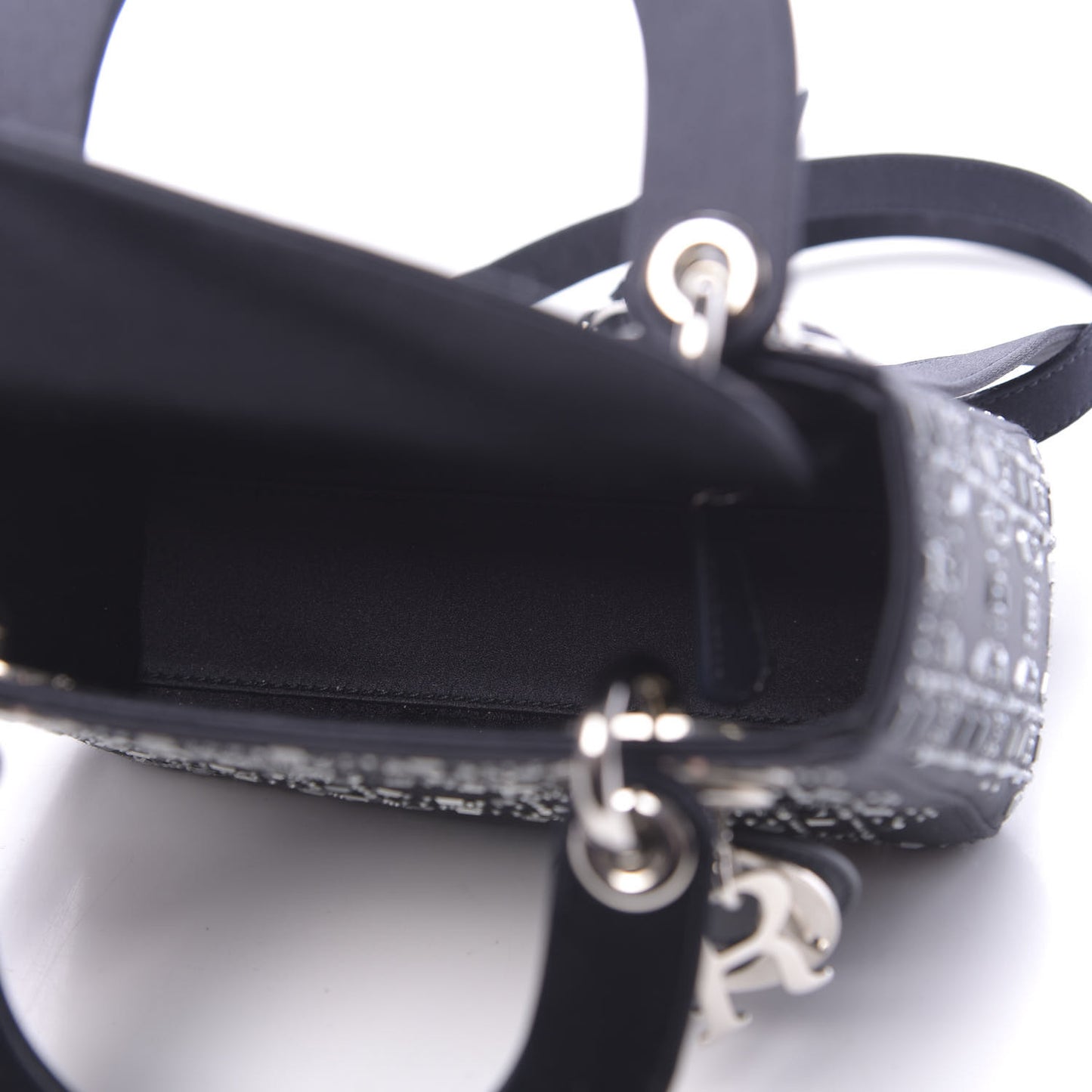 Satin Crystal Cannage Mini Lady Dior Navy