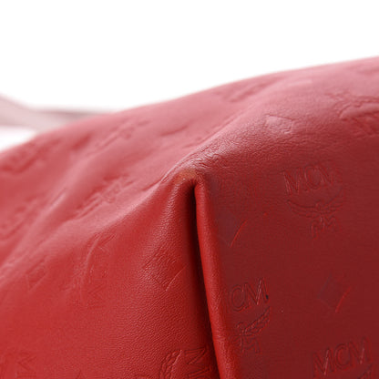 MCM Calfskin Ottomar Monogram Medium Klara Top Zip Tote Red 9 of 12