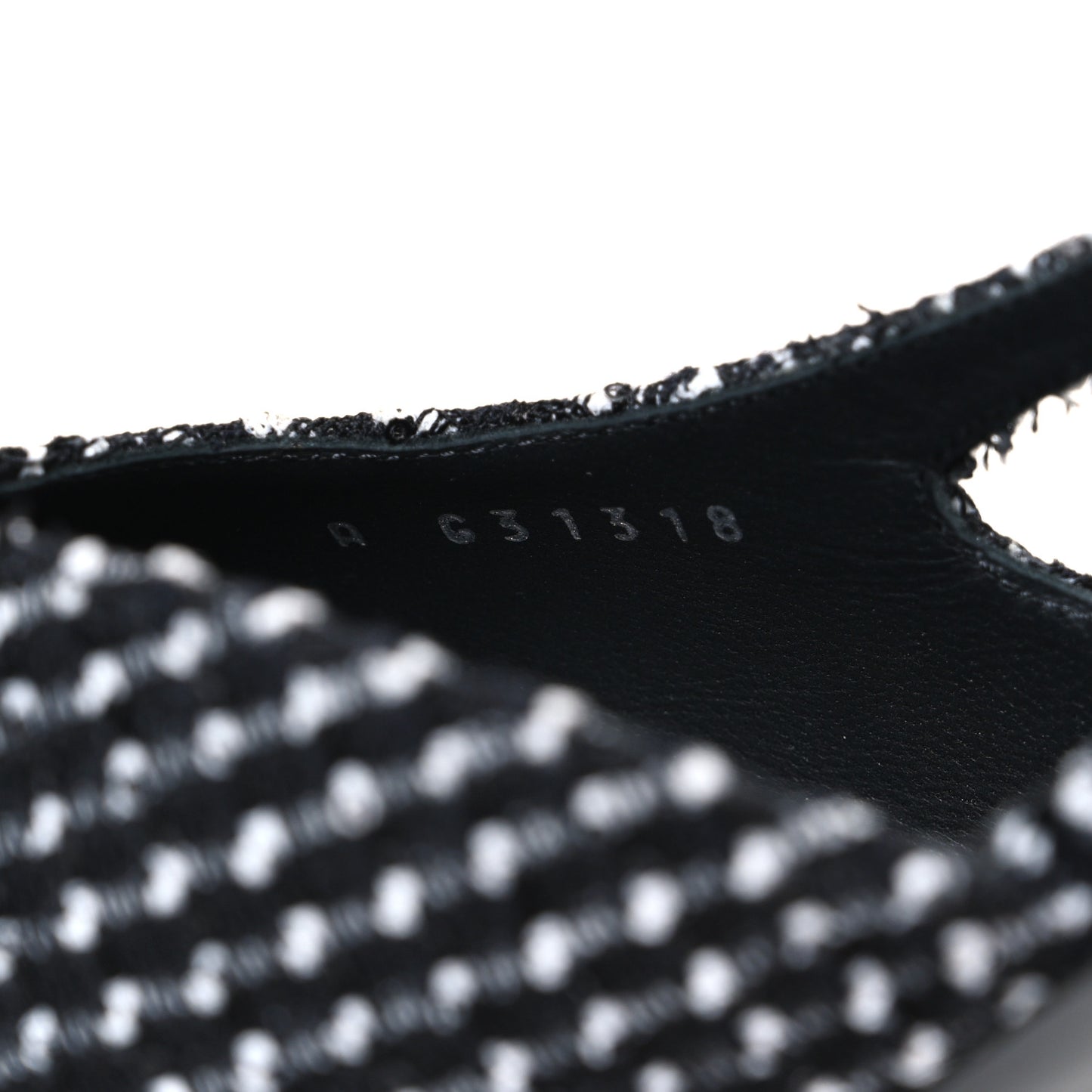 Tweed Grosgrain Cap Toe CC Slingback Pumps 40.5 Black White