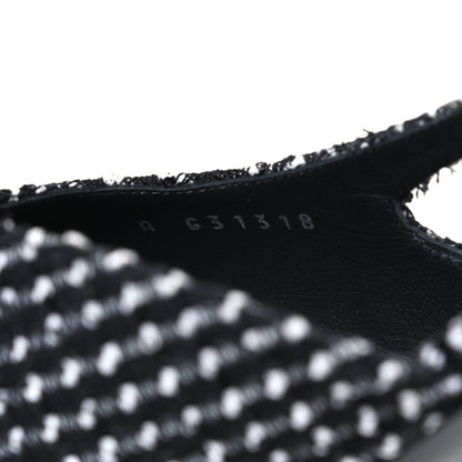 Chanel Tweed Grosgrain Cap Toe CC Slingback Pumps 40.5 Black White 10 of 11