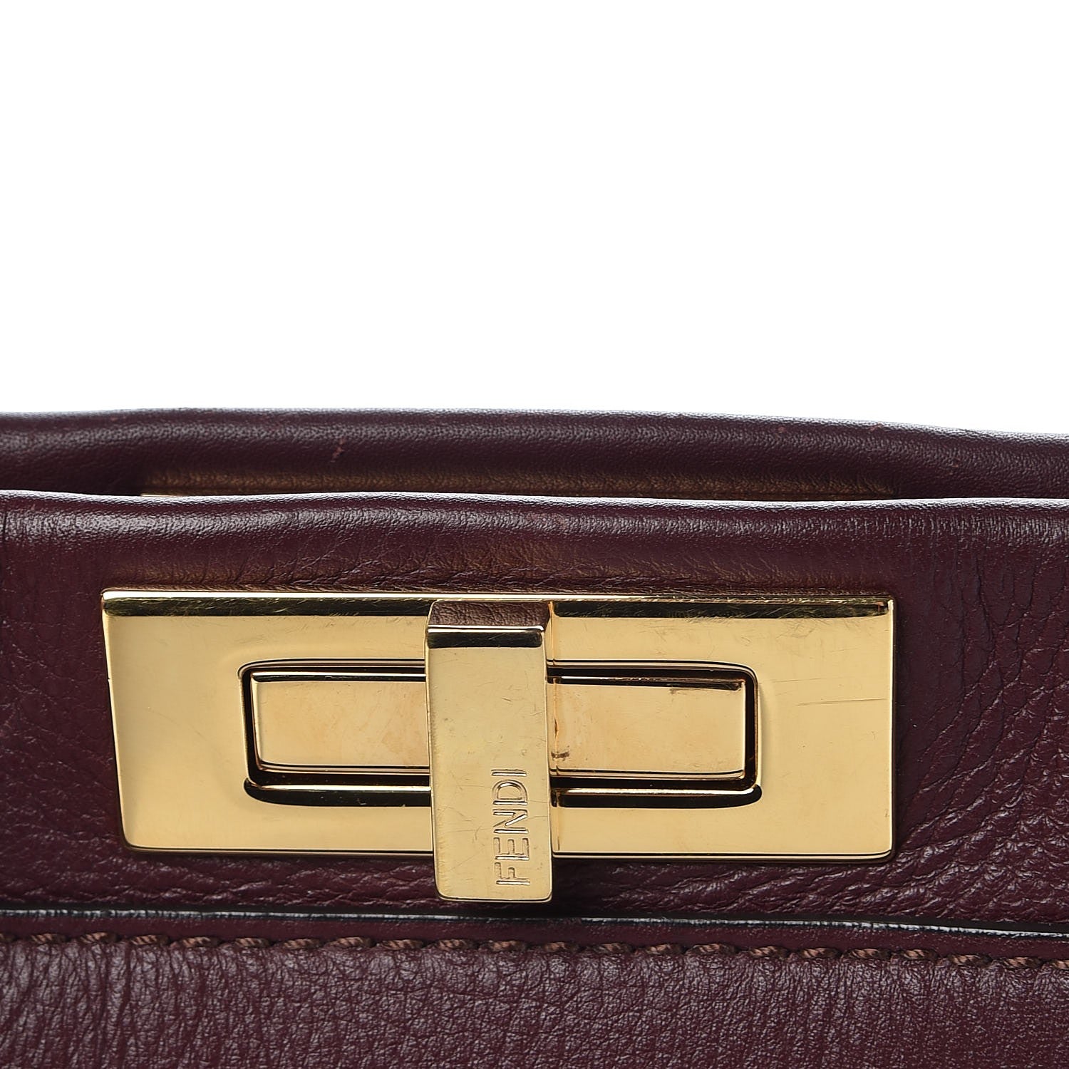 Fendi Vitello Seta Waves Bi-Color Medium Peekaboo Iconic Satchel Bordeaux Latte 10 of 10