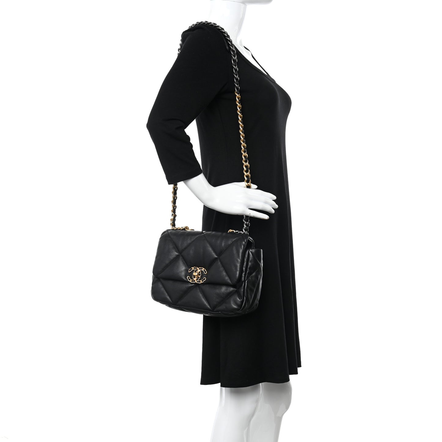 Goatskin Quilted Medium Chanel 19 Flap Black