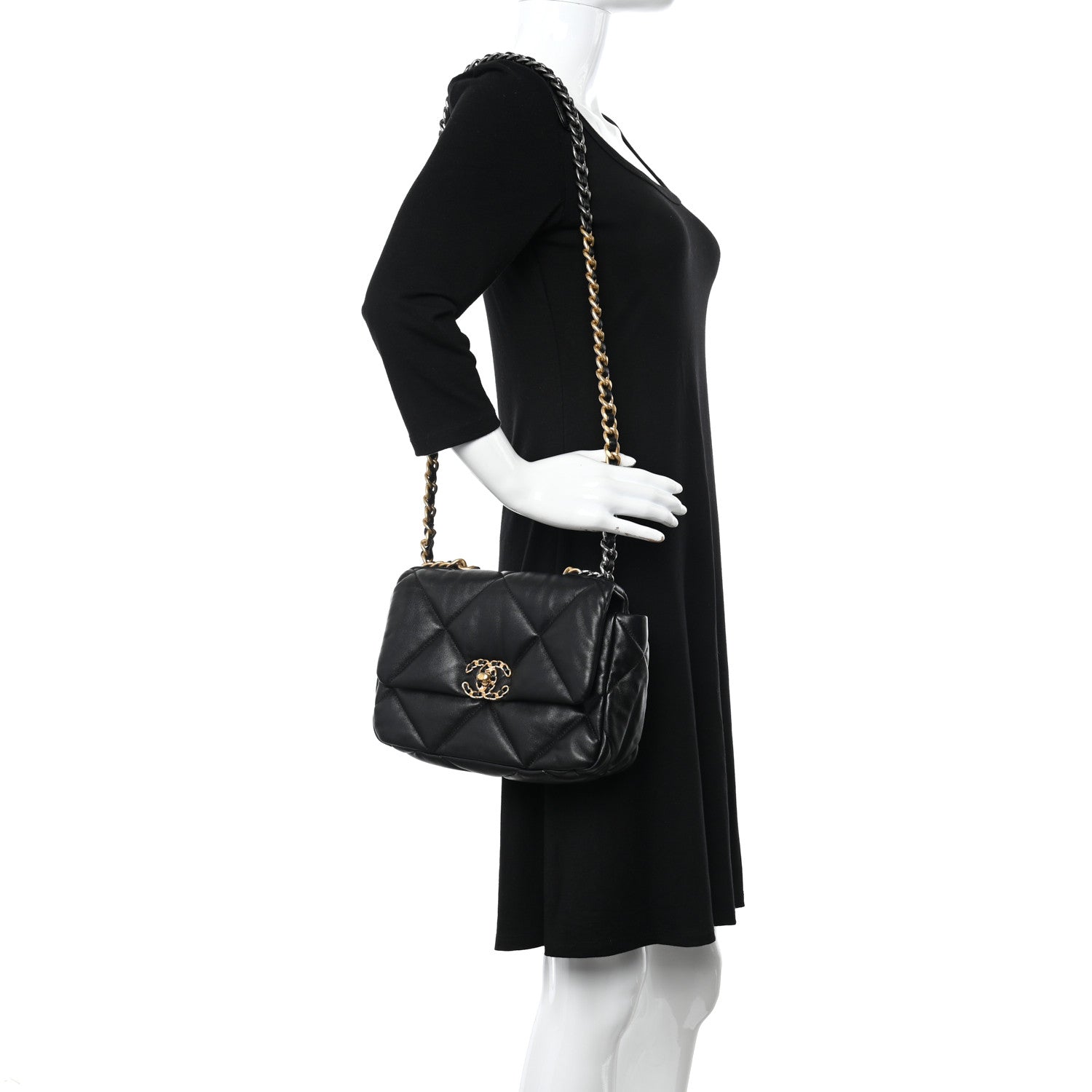 Chanel Goatskin Quilted Medium Chanel 19 Flap Black 2 of 11