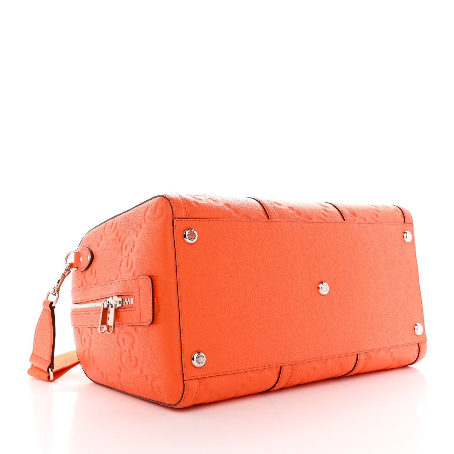 Gucci Piuma Calfskin Jumbo GG Embossed Large Duffle Bag Good Orange 4 of 10