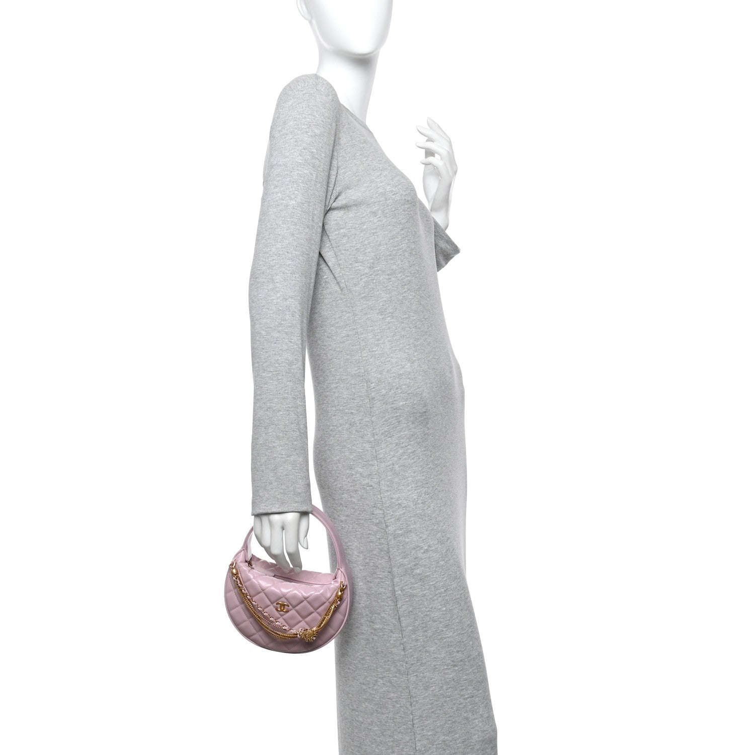 Chanel Shiny Crumpled Calfskin Quilted Precious Tie Hobo Pink 2 of 11