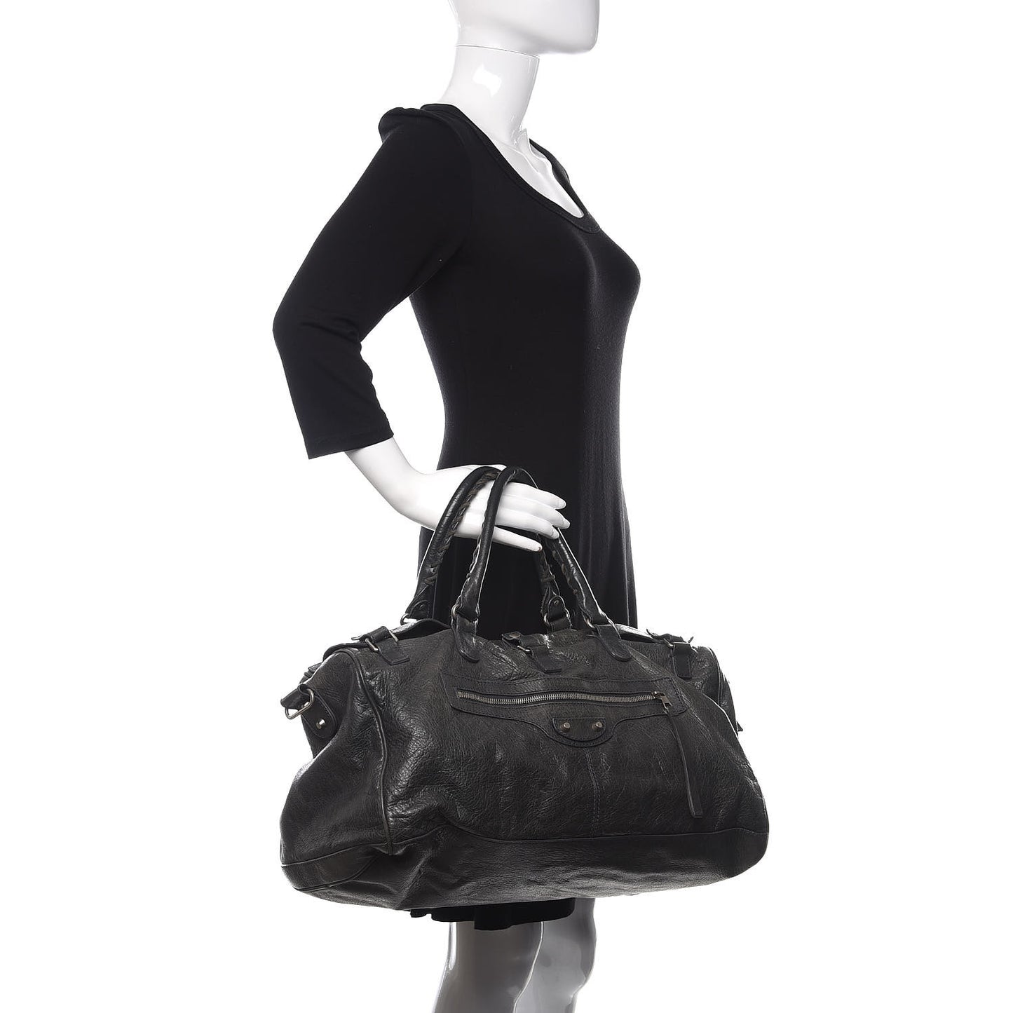 Agneau Classic Hardware Small Squash Duffel Bag Anthracite