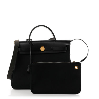 Hermes Military Toile Vache Hunter Herbag Zip Retourne 31 PM Black 3 of 11