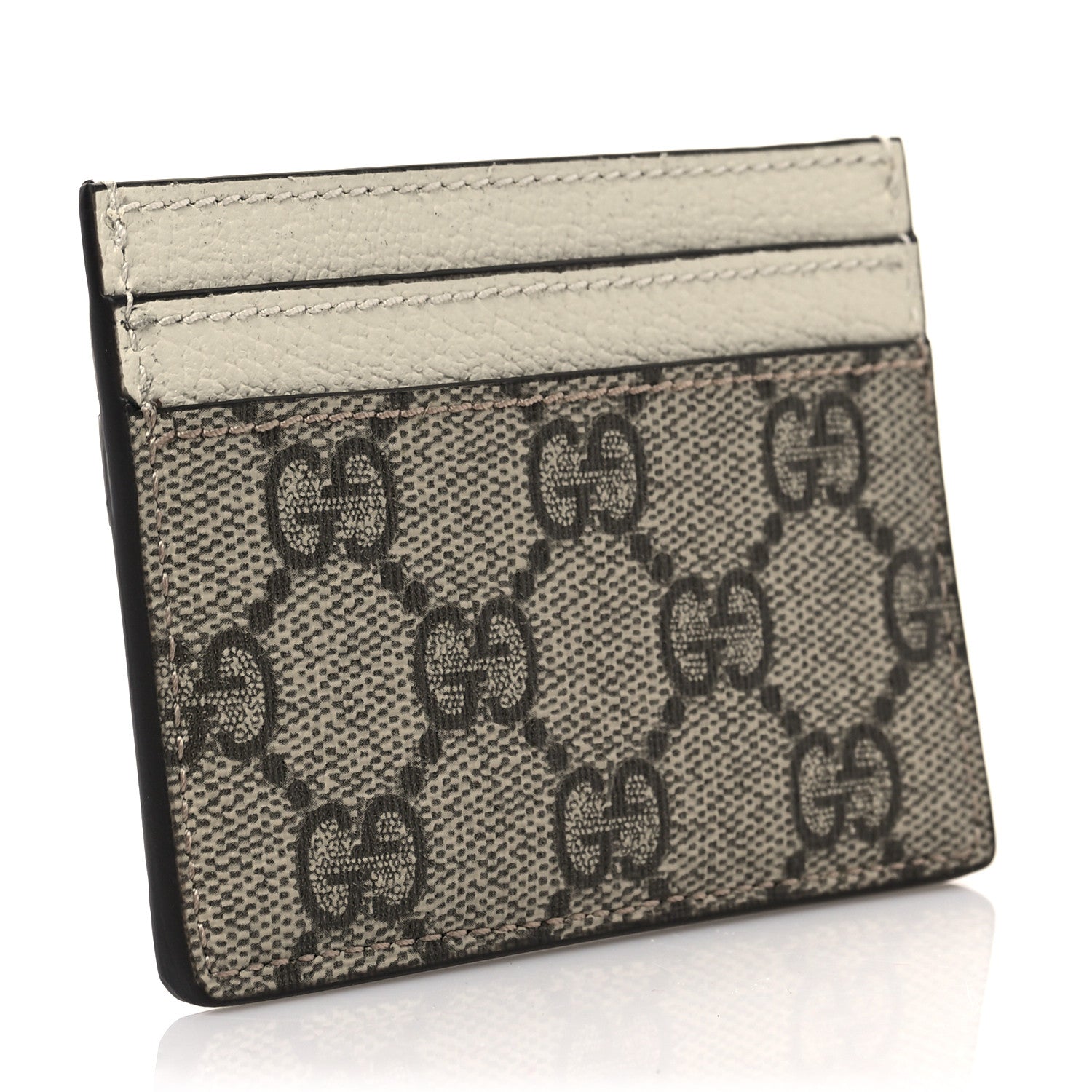 Gucci GG Supreme Monogram Textured Calfskin Web Ophidia Card Holder Beige Ebony Mystic White 3 of 6