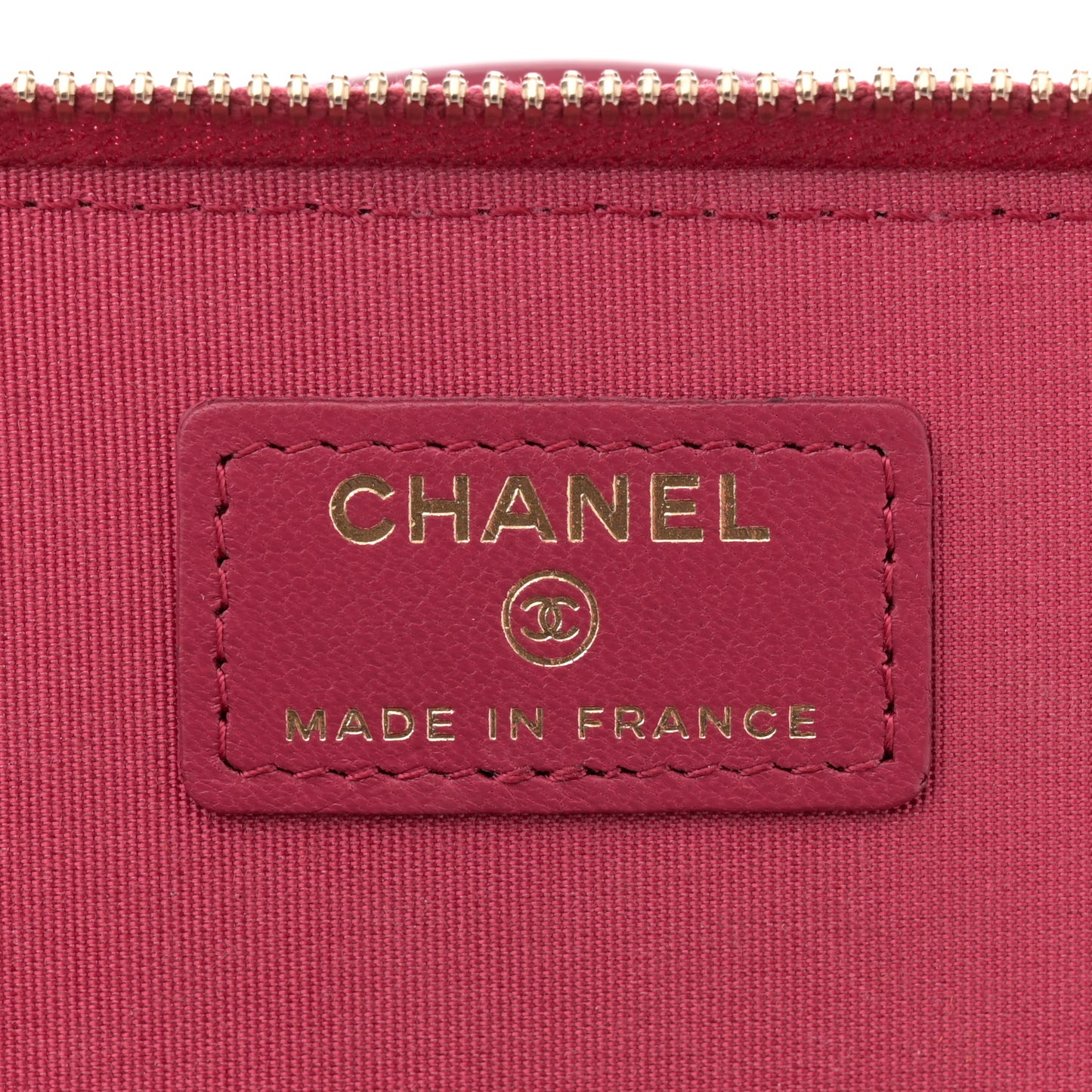 Lambskin Quilted Small Top Handle Vanity Case With Chain Dark Pink