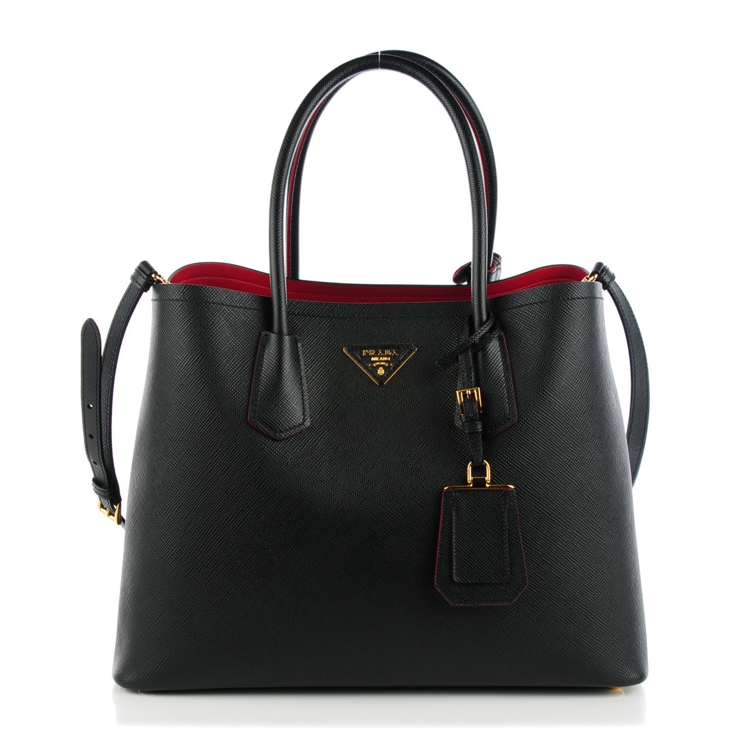 Saffiano Cuir Large Double Bag Nero Black