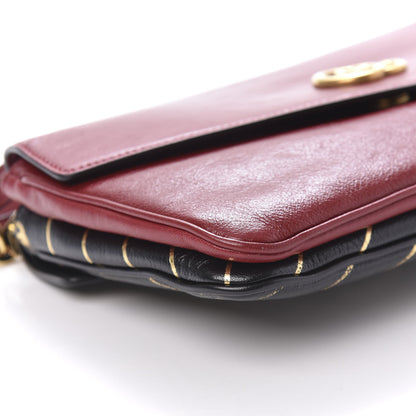 Gucci Calfskin Diagonal GG Medium Thiara Double Envelope Shoulder Bag Black Red 8 of 12