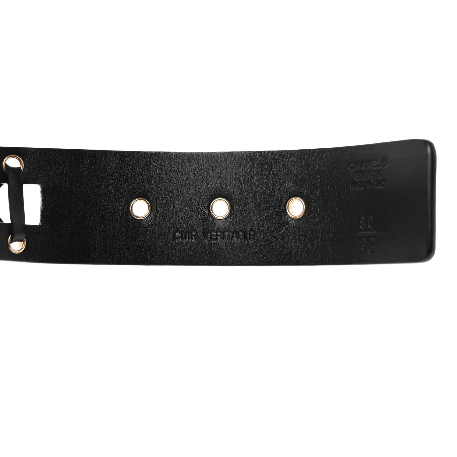 Chanel Calfskin Cross Stitch Grommet Belt 80/32 Black 6 of 7