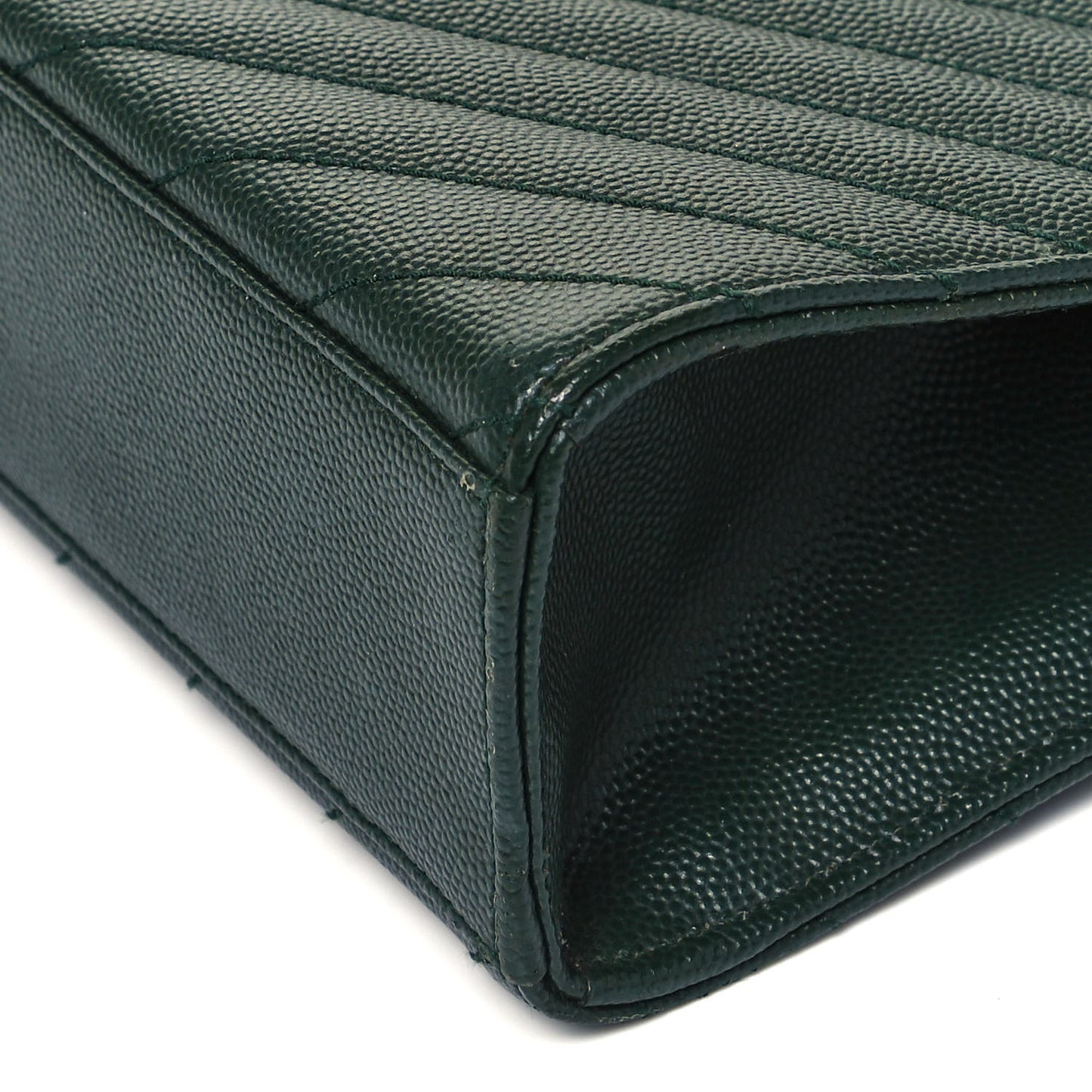Grain De Poudre Matelasse Chevron Large Monogram Satchel Dark Green