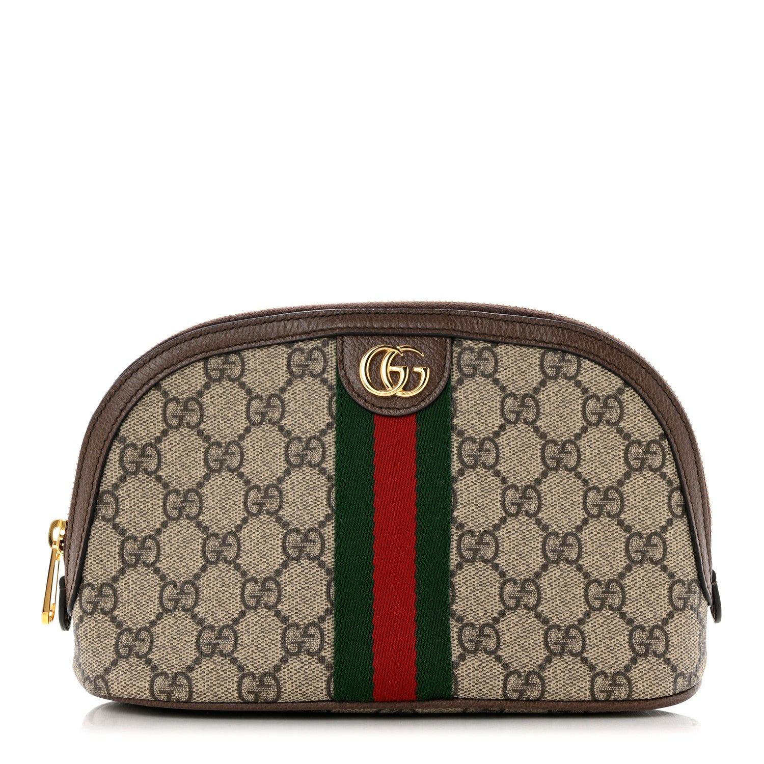 Gucci GG Supreme Monogram Textured Calfskin Web Large Ophidia Cosmetic Case Beige Ebony New Acero 1 of 9