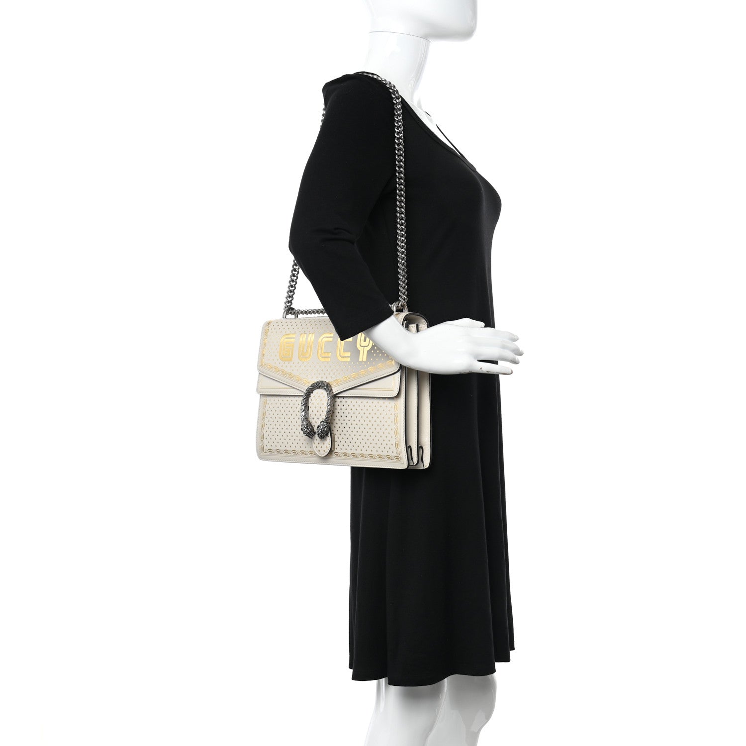 Gucci X SEGA Calfskin GUCCY Stars Medium Dionysus Shoulder Bag Mystic White Gold 2 of 16