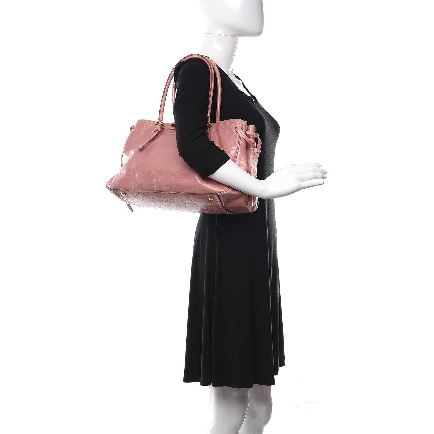 Miu Miu Vitello Shine Bow Tote Mughetto 2 of 12