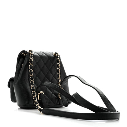 Chanel Shiny Caviar Quilted Small Duma Pockets Drawstring Backpack Black 3 of 11