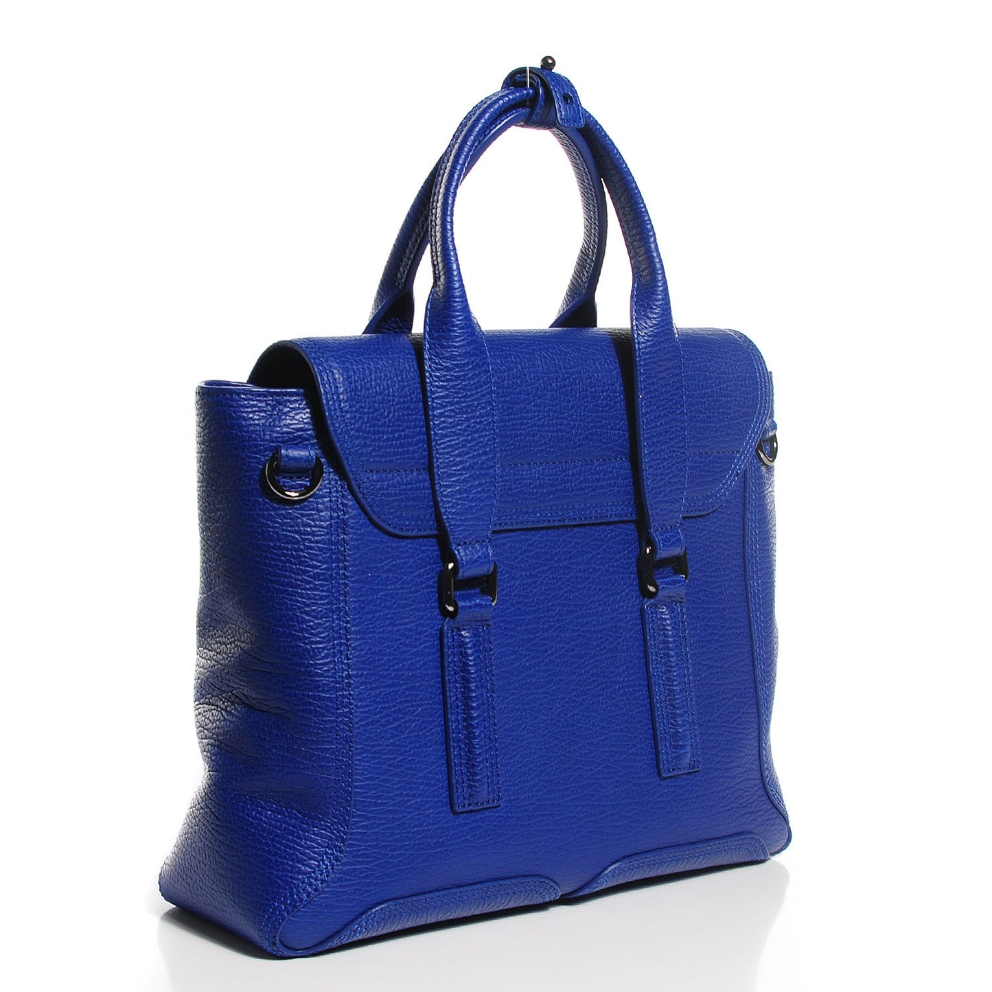 3.1 Textured Calfskin Medium Pashli Satchel Cobalt Blue