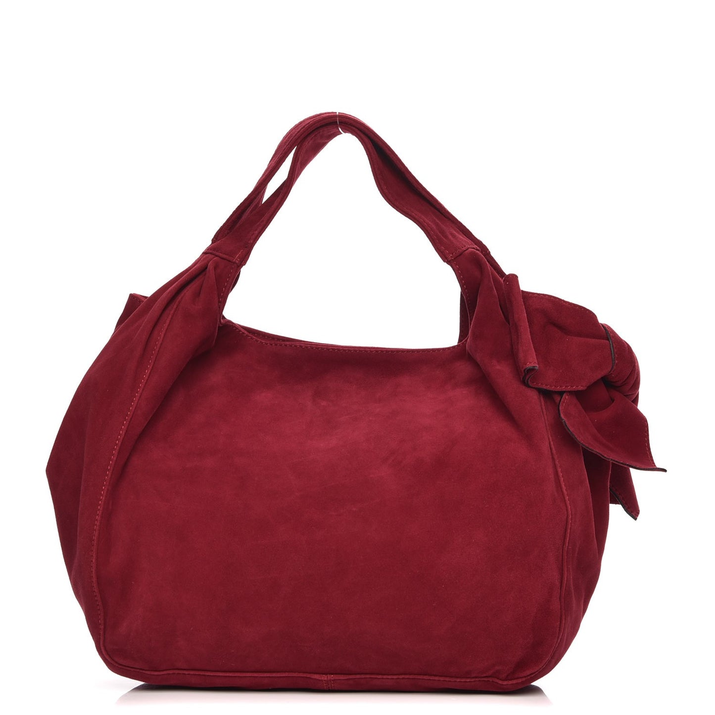 Suede Medium Nuage Bow Hobo Burgundy