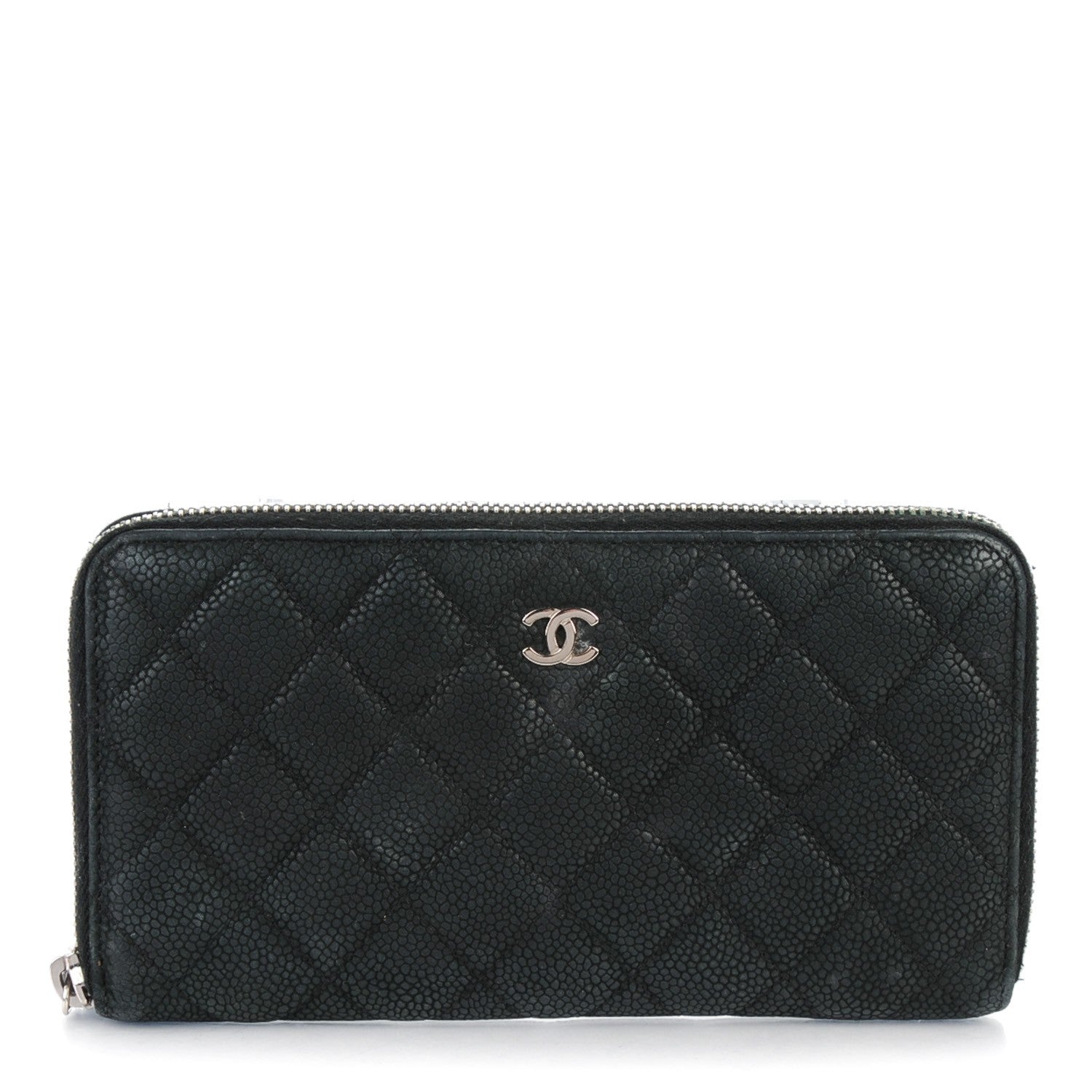 Chanel Iridescent Caviar Quilted Large Zip Around Wallet Black 1 of 8
