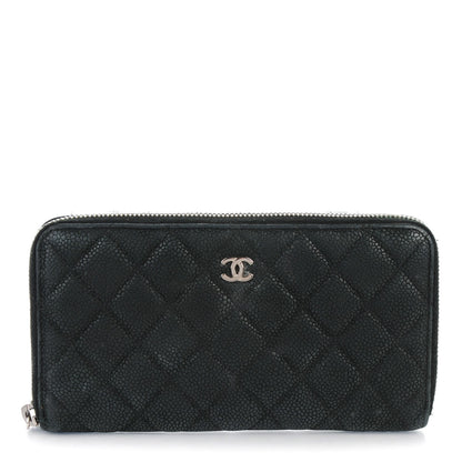 Chanel Iridescent Caviar Quilted Large Zip Around Wallet Black 1 of 8