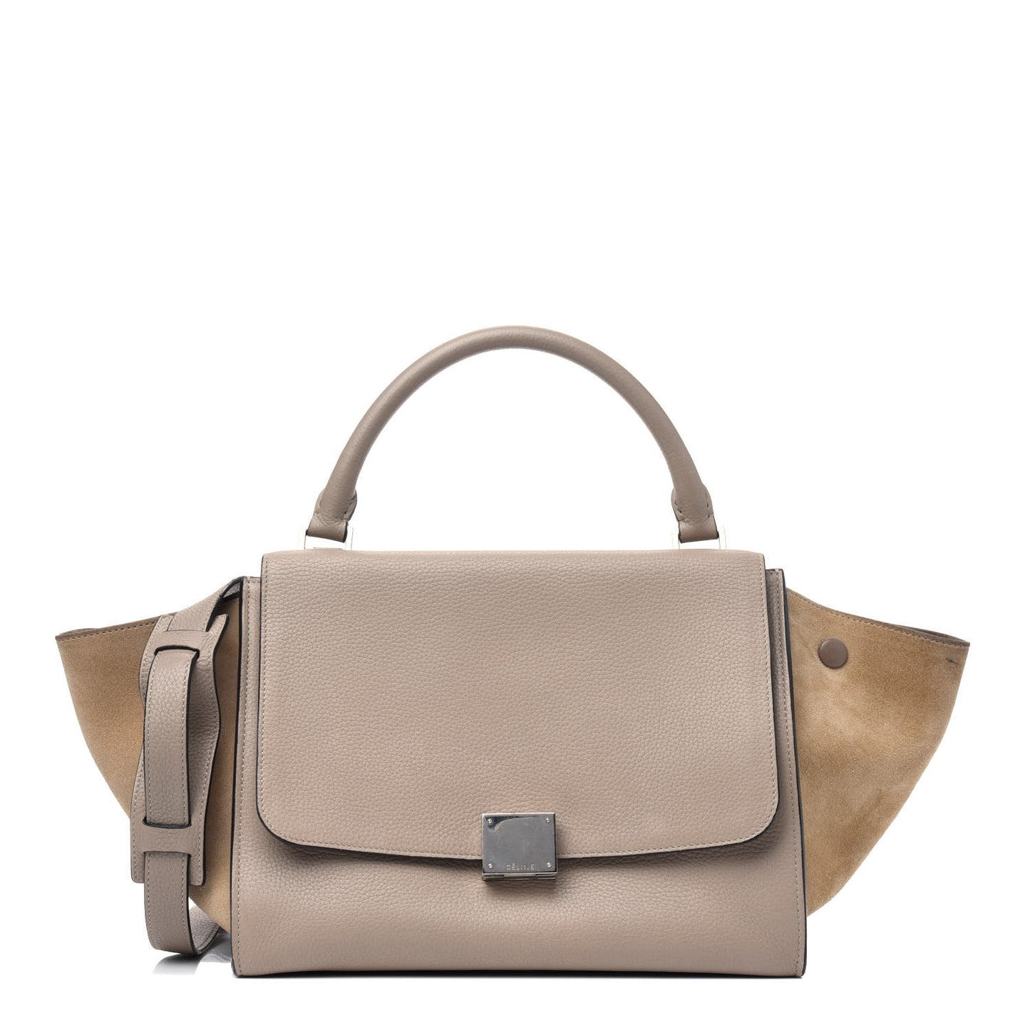 Drummed Calfskin Suede Small Trapeze Dune