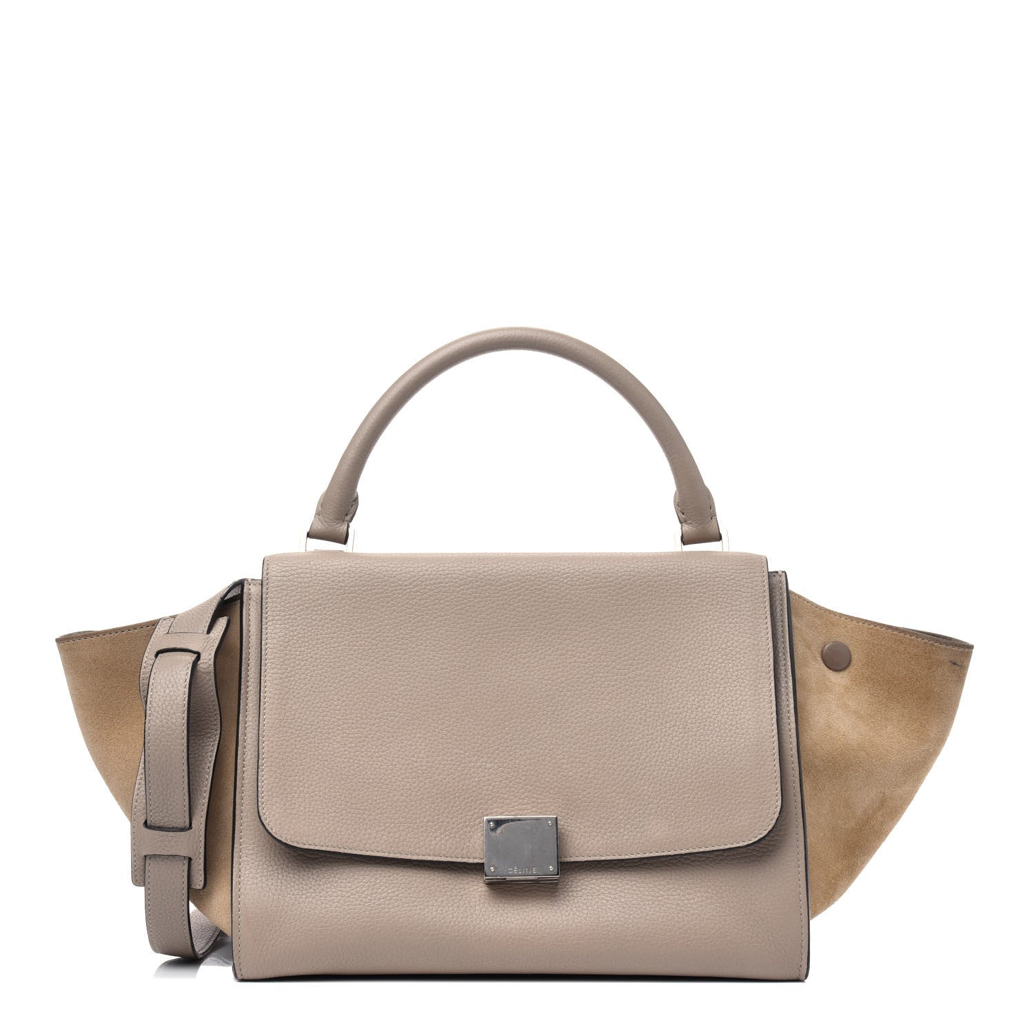 Celine Drummed Calfskin Suede Small Trapeze Dune 1 of 20