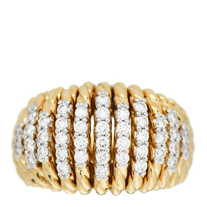 David Yurman 18K Yellow Gold Diamond Cable Vertical Ring 49 4.75 1 of 5