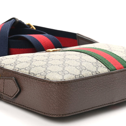 Gucci GG Supreme Monogram Textured Dollar Calfskin Web Ophidia Wristlet Shoulder Bag Beige Ebony New Acero 9 of 10