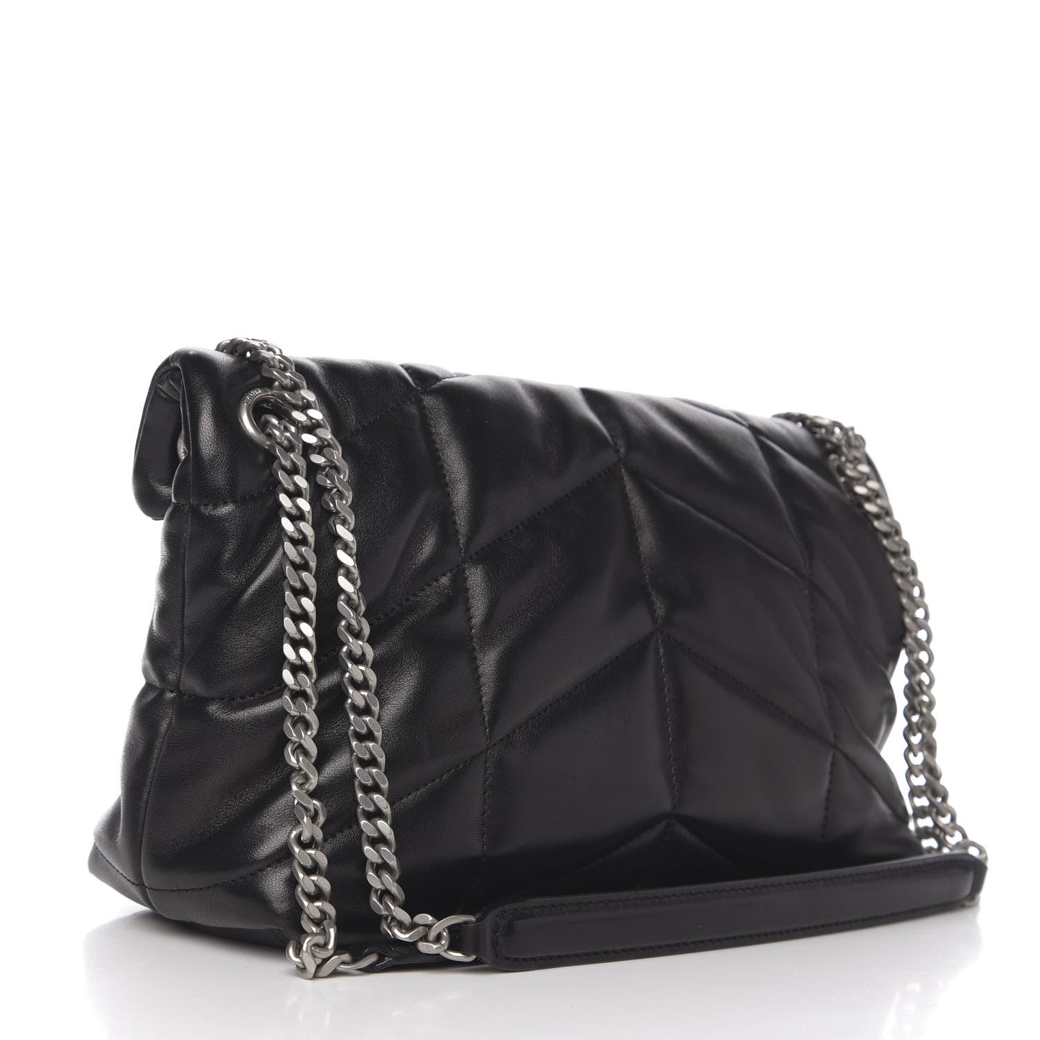 Saint Laurent Lambskin Quilted Small Loulou Puffer Monogram Chain Satchel Black 2 of 9