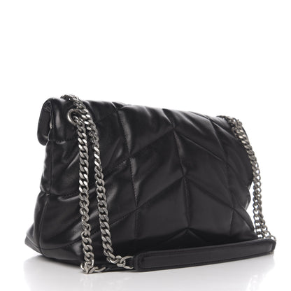 Saint Laurent Lambskin Quilted Small Loulou Puffer Monogram Chain Satchel Black 2 of 9