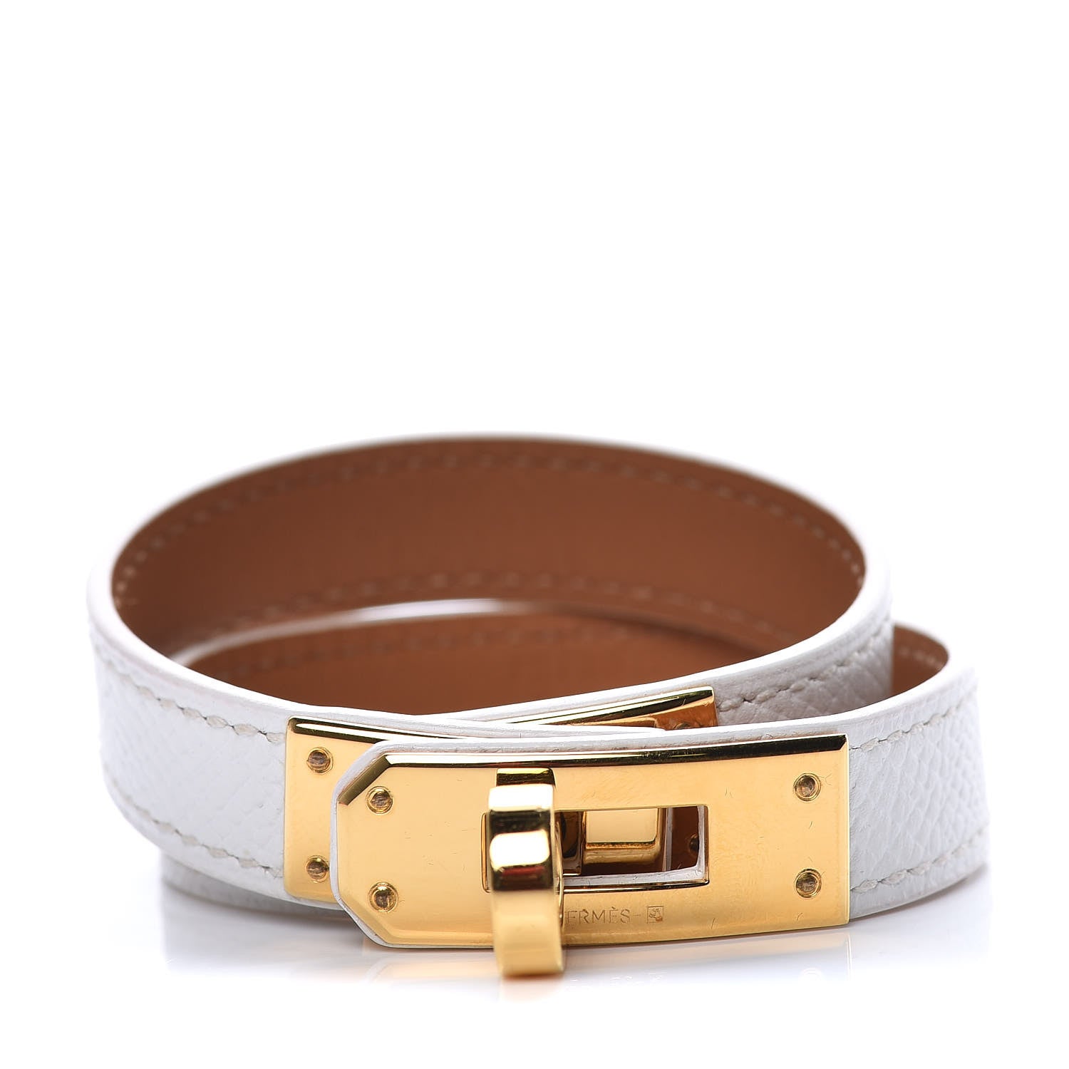 Hermes Epsom Kelly Double Tour Bracelet XS White 1 of 7