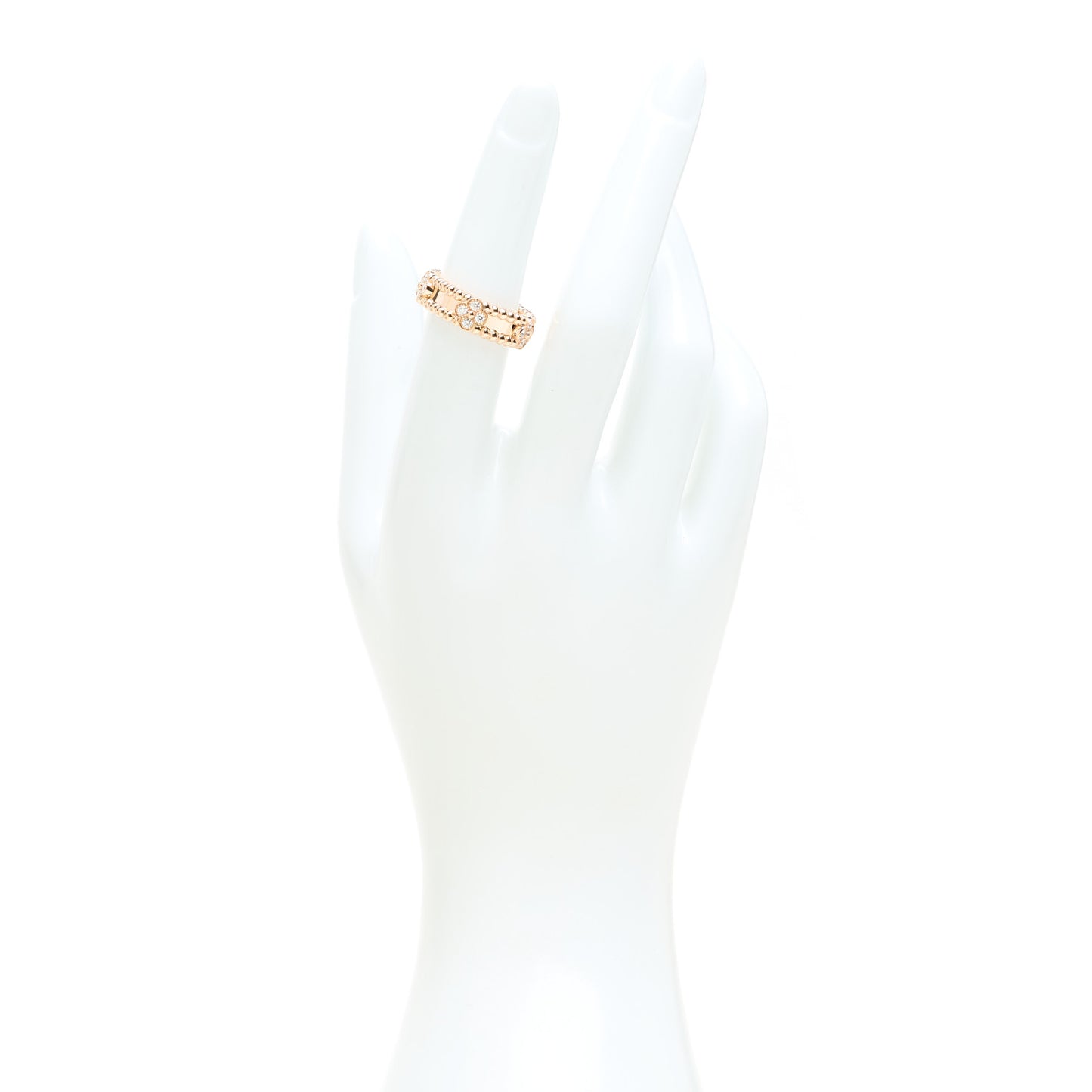 18K Rose Gold Diamond Sweet Perlee Clovers Ring 51 5.75