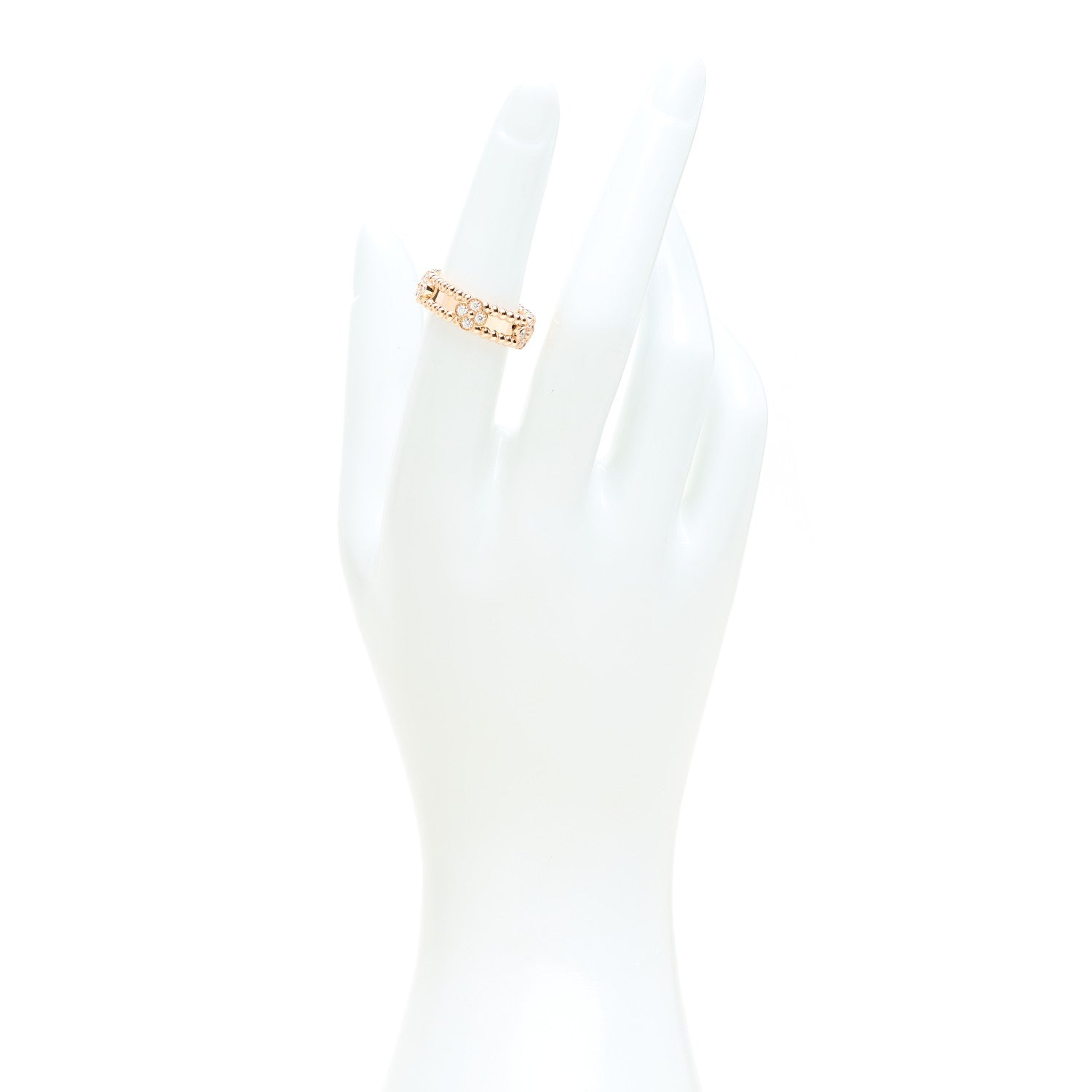Van Cleef & Arpels 18K Rose Gold Diamond Sweet Perlee Clovers Ring 51 5.75 2 of 5