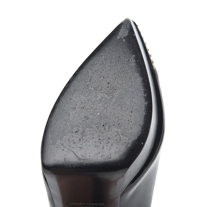 Saint Laurent Calfskin Studded Cap Toe Janis 105 Platform Pumps 38 Black 18 of 25