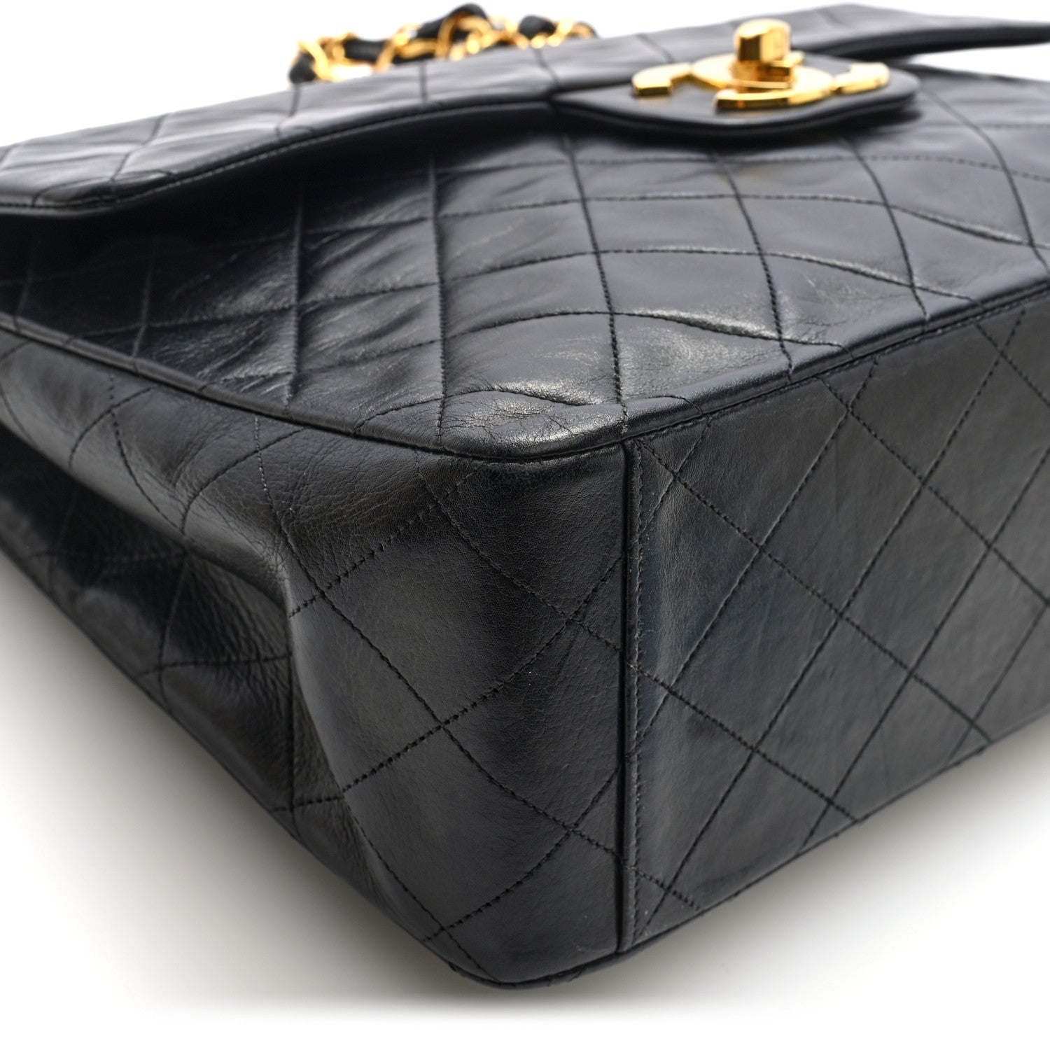 Chanel Lambskin Quilted XL Jumbo Single Flap Black 9 of 10
