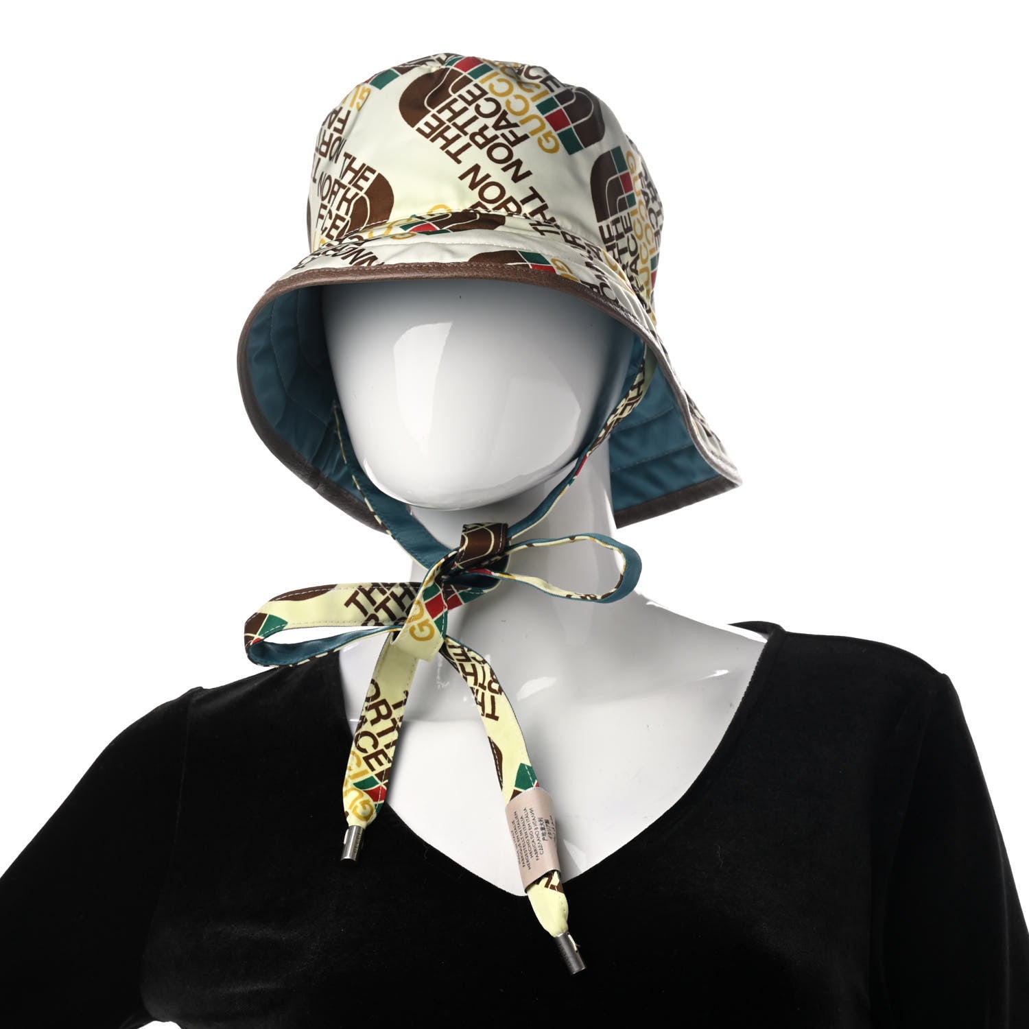 Gucci X THE NORTH FACE Nylon Reversible Self-Tie Bucket Hat L Beige Sky Blue 2 of 10