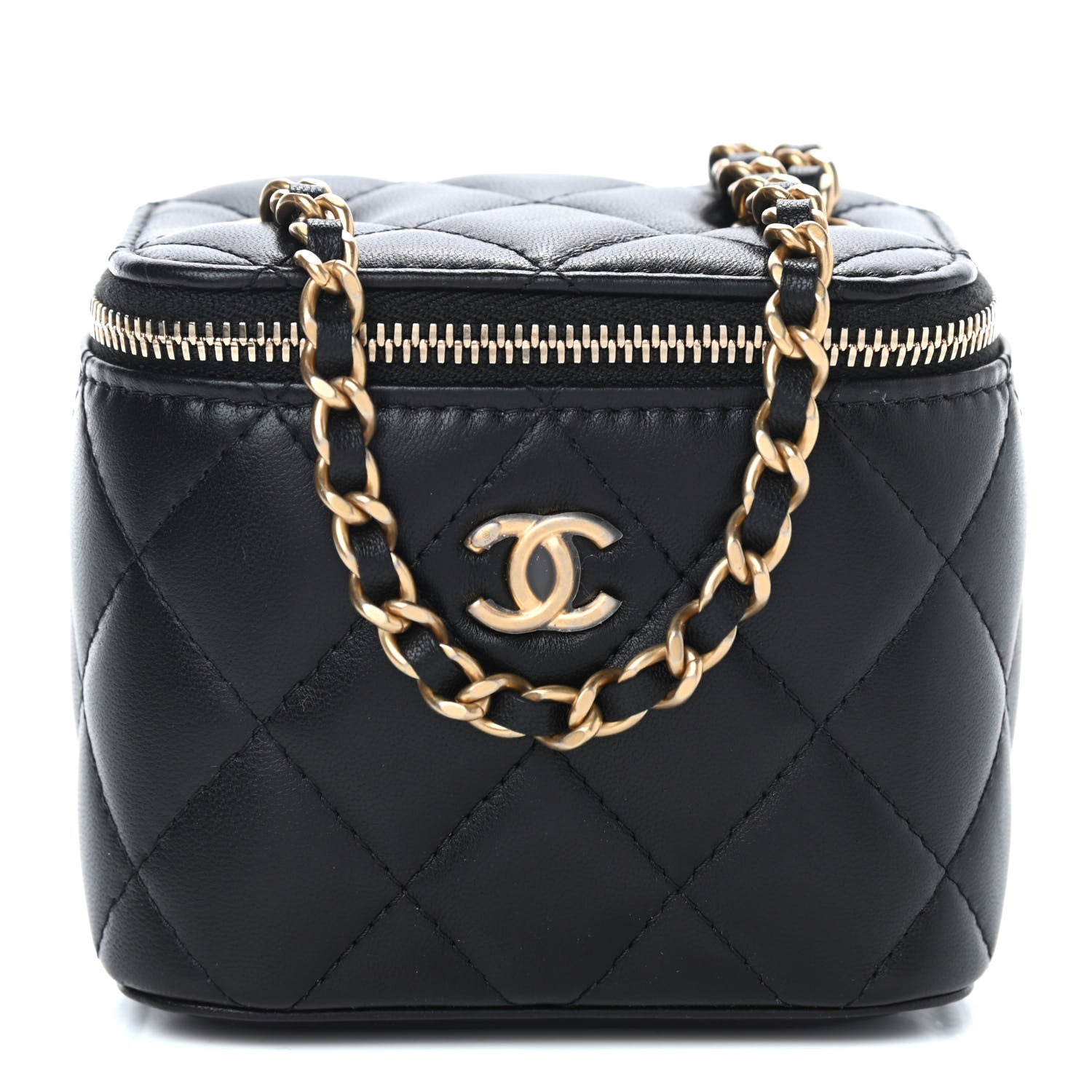 Chanel Lambskin Quilted Mini Pearl Crush Vanity Case With Chain Black 1 of 10